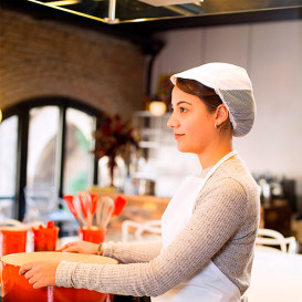 Gorro Cocinera Rejilla y Visera Algodón Blanco (25 Uds)