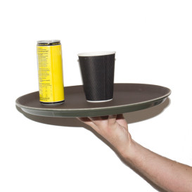 Bandeja PP Redonda Antideslizante Marrón Ø35,5cm (12 Uds)