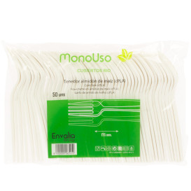 Tenedor en Almidón de Maíz CPLA Blanco 17,5cm (1500 Uds)
