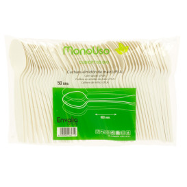 Cuchara en Almidón de Maíz CPLA Blanco 16cm (50 Uds)