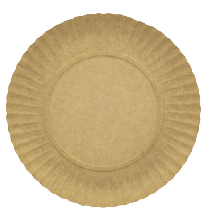 Plato de Carton Redondo Kraft 230 mm (100 Uds)