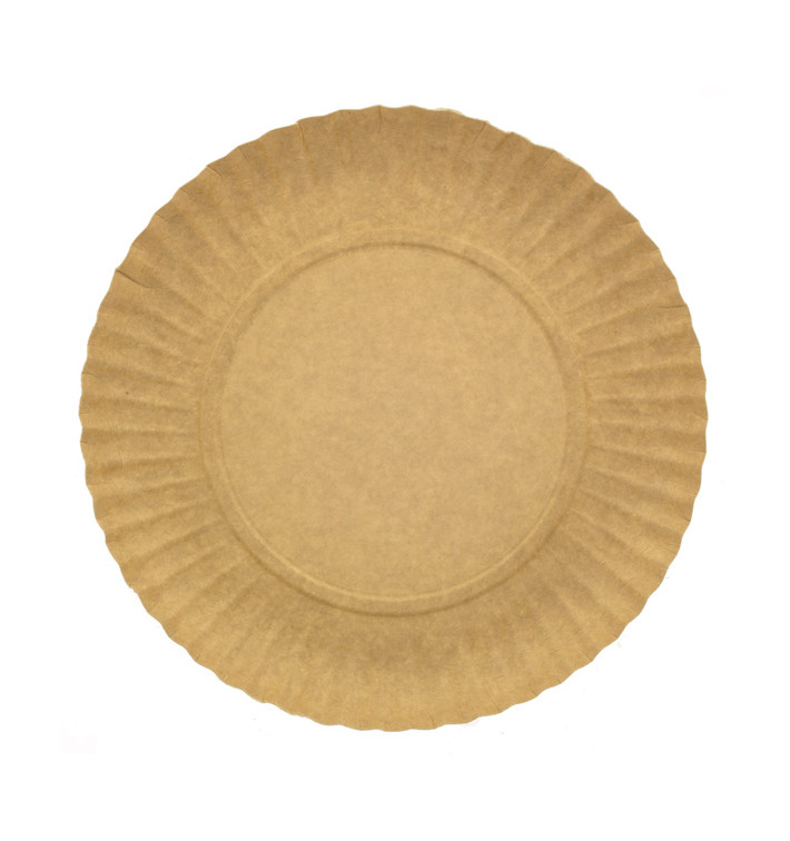 Plato de Carton Redondo Kraft 250 mm (100 Uds)