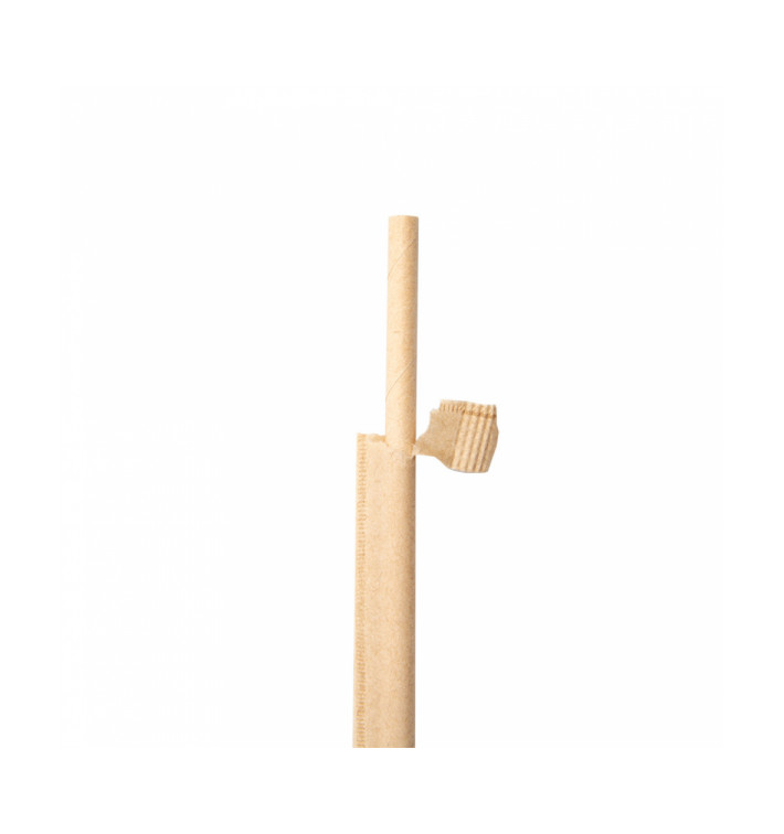 Pajita Recta de Papel Natural Enfundada en Kraft Ø6mm 21cm (6000 Uds) Pajita Recta de Papel Natural Enfundada en Kraft Ø6mm 21cm (6000 Uds)
