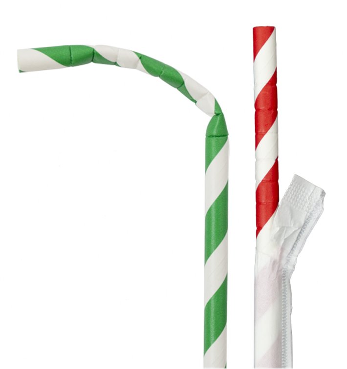 Pajita Flexible Papel Surtido Enfundada Ø6mm 23cm (6000 Uds) Pajita Flexible Papel Surtido Enfundada Ø6mm 23cm (6000 Uds)