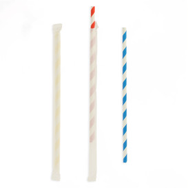 Pajita Flexible Papel Surtido Enfundada Ø6mm 23cm (6000 Uds)