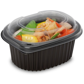 Envase Rectangular PP Negro 450ml 142x111x60mm (80 Uds)