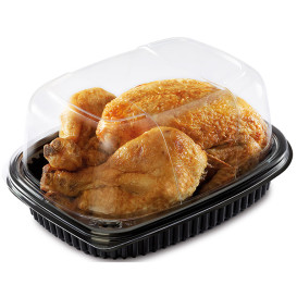 Envase Rectangular PP Negro 800ml 215x170x40mm (320 Uds)