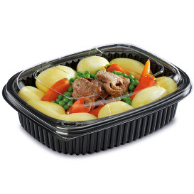 Envase Rectangular PP Negro 1000ml 215x170x50mm (40 Uds)