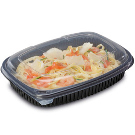 Envase Rectangular PP Negro 1050ml 255x189x45mm (40 Uds)