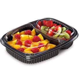 Envase Rectangular PP Negro 2C 1050ml 255x189x45mm (40 Uds)