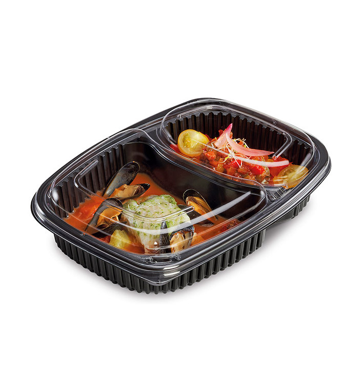 Envase Rectangular PP Negro 2C 1250ml 255x189x45mm (320 Uds) Envase Rectangular PP Negro 2C 1250ml 255x189x45mm (320 Uds)