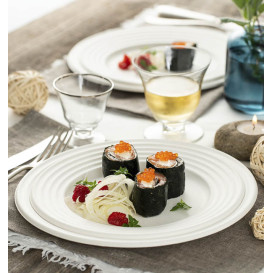 Plato Caña de Azucar Premium Wave Blanco Ø23cm (50 Uds)