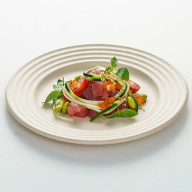 Plato Caña de Azucar Premium Wave Natural Ø23cm (50 Uds)