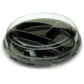 Plato Plastico Redondo 3 Compartim. Negro 26 cm (25 Uds)