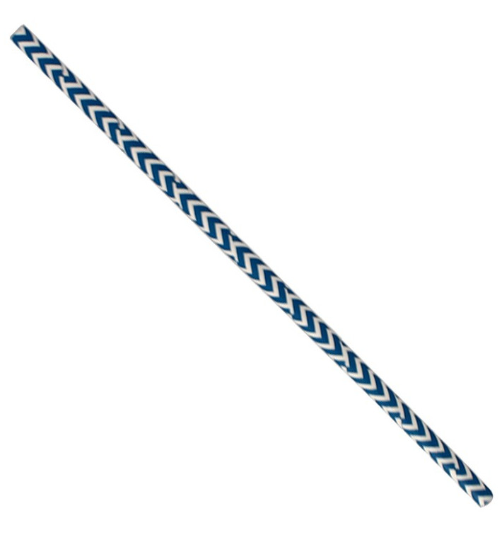 Pajita Recta de Papel Azul y Blanco Ø6mm 20cm (100 Uds) Pajita Recta de Papel Azul y Blanco Ø6mm 20cm (100 Uds)