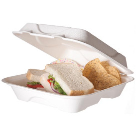 Envase MenuBox Caña Azúcar Blanco 3C 23x23x7,5cm (50 Uds)