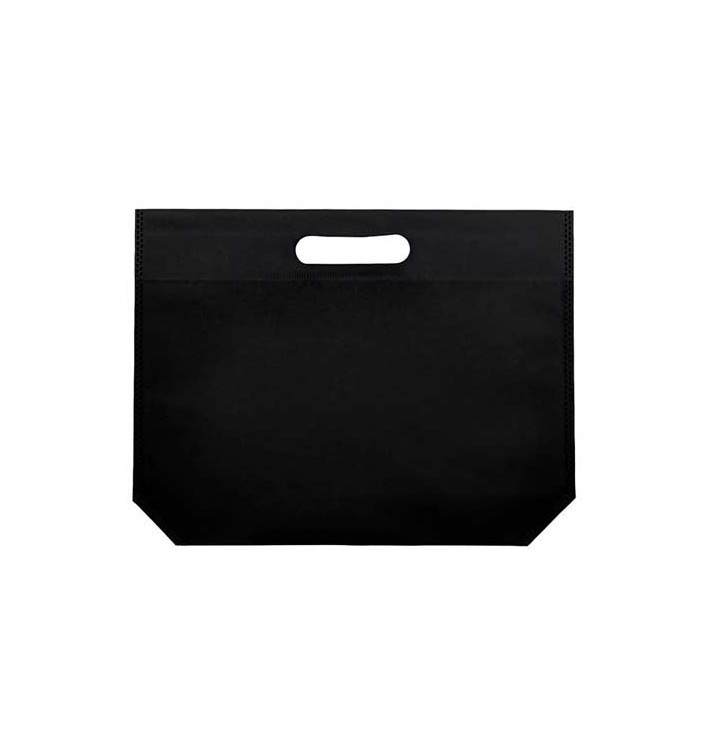 Bolsa Reutilizable Troquelada TNT Negro 34+8x26cm 80g (25 Uds)