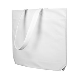 Bolsa Reutilizable Asa Larga TNT Blanca 42+10x40 cm 80g (25 Uds)