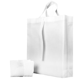 Bolsa Tela TNT PREMIUM Plegable Blanca 40+15x40cm (25 Uds)