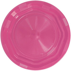 Plato Hondo Redondo Octogonal Plastico PS Rosa Ø220 mm (25 Uds)