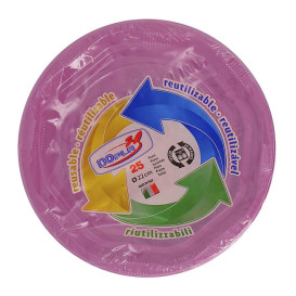Plato Hondo Redondo Octogonal Plastico PS Rosa Ø220 mm (25 Uds)