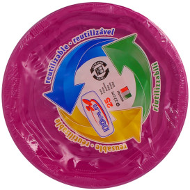 Plato Hondo Redondo Octogonal Plastico PS Fucsia Ø220 mm (25 Uds)