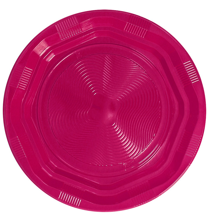 Plato Hondo Redondo Octogonal Plastico PS Fucsia Ø220 mm (25 Uds)