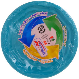 Plato Hondo Redondo Octogonal Plastico PS Azul Claro Ø220 mm (25 Uds)