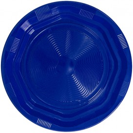 Plato Hondo Redondo Octogonal Plastico PS Azul Ø220 mm (25 Uds)