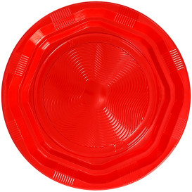 Plato Redondo Octogonal Plastico PS Rojo Ø17cm (425 Uds)