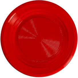 Plato Almidón Maíz PLA Llano Rojo Ø220 mm (25 Uds)