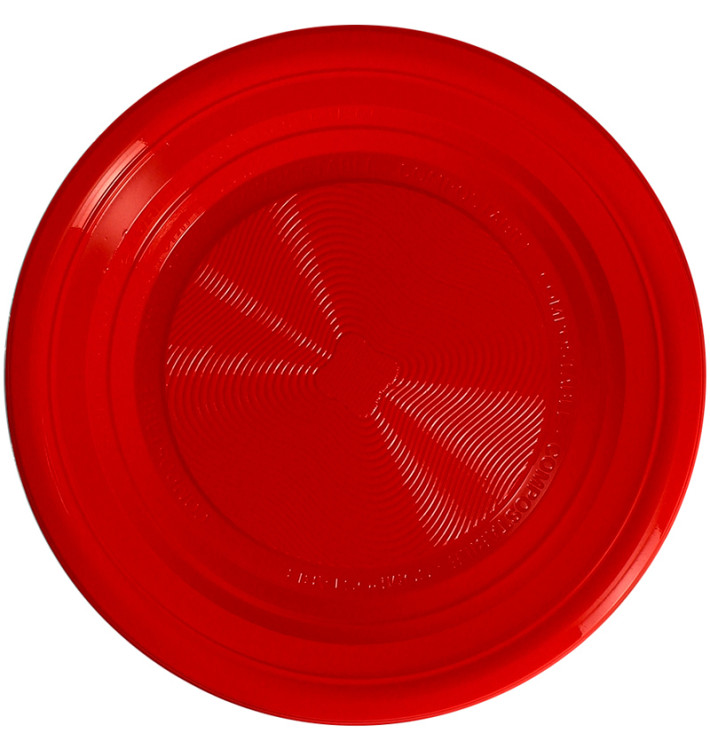 Plato Almidón Maíz PLA Llano Rojo Ø220 mm (25 Uds)