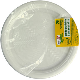Plato Almidón Maíz PLA Llano Blanco Ø170 mm (25 Uds)