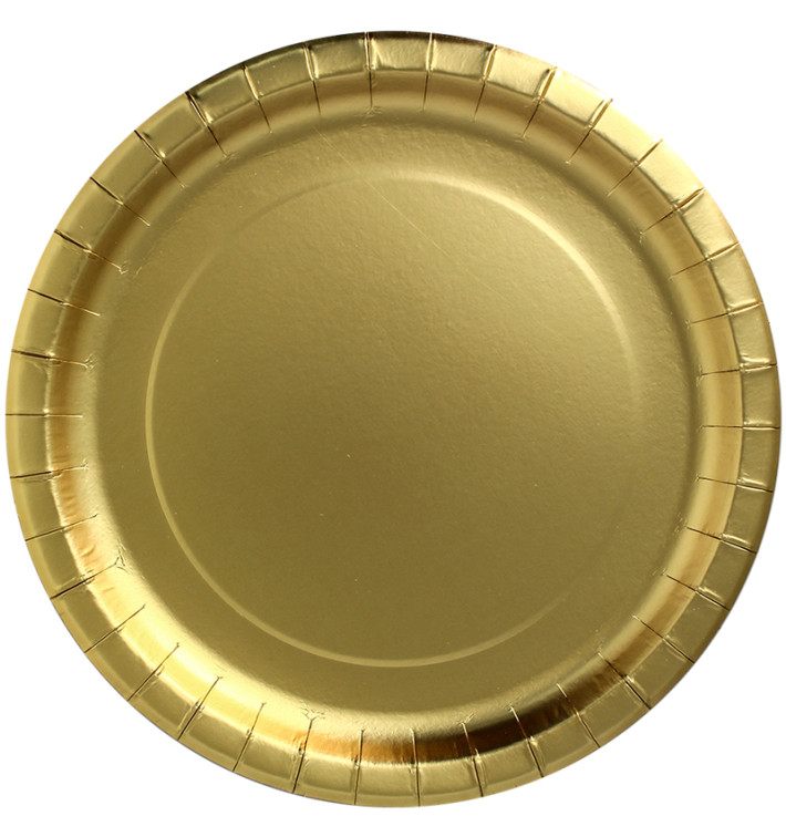 Plato de Carton Redondo "Party Shiny" Oro Ø330mm (3 Uds)