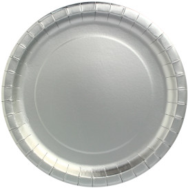 Plato de Carton Redondo "Party" Plata Ø330mm (45 Uds)