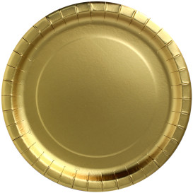 Plato de Carton Redondo "Party Shiny" Oro Ø180mm (10 Uds)