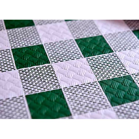 Mantel de Papel Cortado 1,2x1,2m "Cuadros Verdes" 40g (300 Uds)