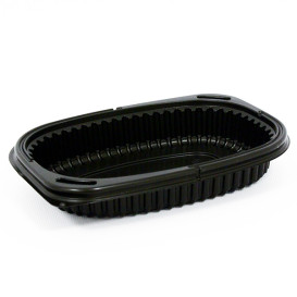 Envase Rectangular PP Negro 400ml 190x140x32mm (40 Uds)