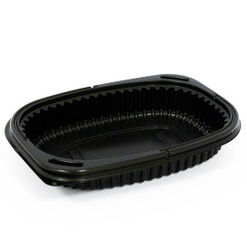 Envase Rectangular PP Negro 400ml 190x140x32mm (40 Uds)
