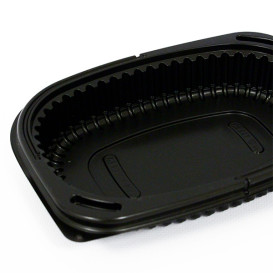 Envase Rectangular PP Negro 400ml 190x140x32mm (480 Uds)