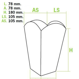 Caja Palomitas Mediana 90 gr 7,8x10,5x18cm (50 Uds)