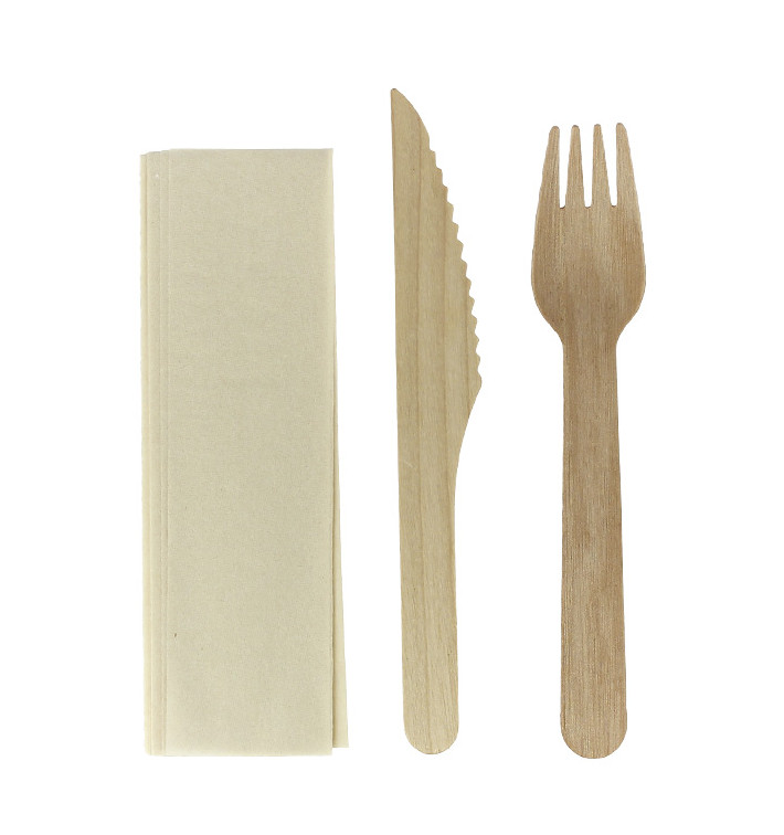 Set Cubiertos Madera Tenedor, Cuchillo y Cuchara (100 Uds) Set Cubiertos Madera Tenedor, Cuchillo y Cuchara (100 Uds)