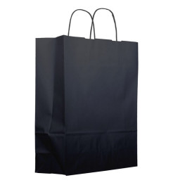 Bolsa Papel Kraft Negra con Asas 100g 25+11x31cm (200 Uds)
