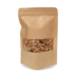 Bolsa Doypack Kraft con Autocierre y Ventana 12+6x20cm (50 Uds)
