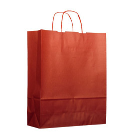 Bolsa Papel Kraft Roja con Asas 100g 25+11x35cm (200 Uds)