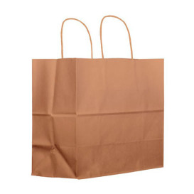 Bolsa Papel Kraft Marron con Asas 100g 27+14x26 cm (200 Uds)