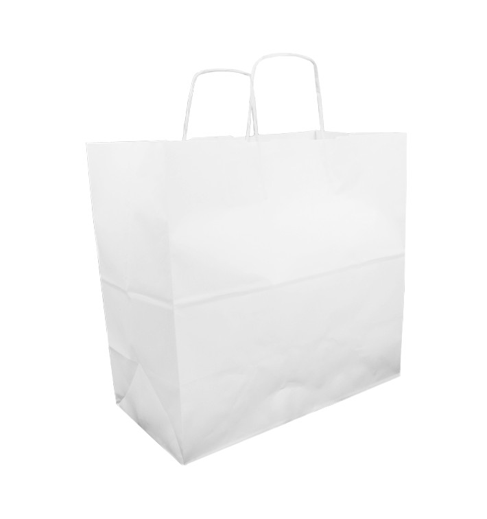 Bolsa Papel Kraft Blanca con Asas 100g 35+15x30cm (200 Uds)