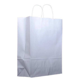 Bolsa Papel Kraft Blanca con Asas 100g 32+12x41 cm (25 Uds)