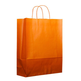 Bolsa Papel Naranja con Asas 100g 25+11x31cm (200 Uds)