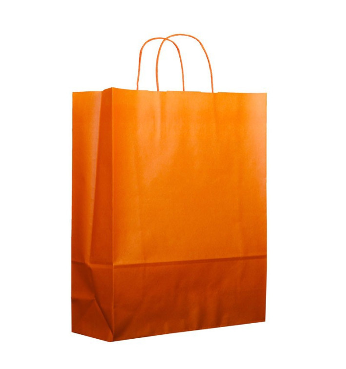 Bolsa Papel Naranja con Asas 100g 25+11x31cm (200 Uds)